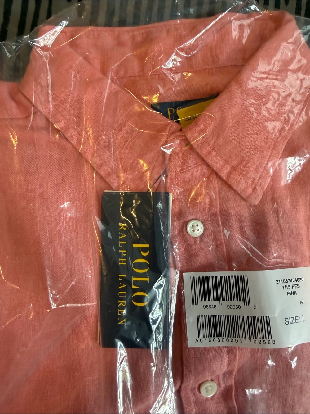 Peach/Pink Polo Long Sleeve Button Up Shirt Ralph Lauren